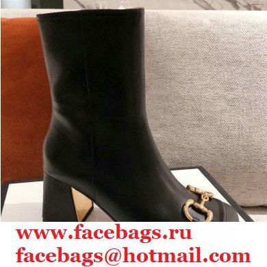 Gucci Leather Ankle Boot with Horsebit 643893 Black 2021 - Click Image to Close