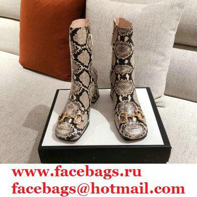 Gucci Leather Ankle Boot with Horsebit 643893 Snake Print 2021 - Click Image to Close