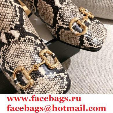 Gucci Leather Ankle Boot with Horsebit 643893 Snake Print 2021 - Click Image to Close