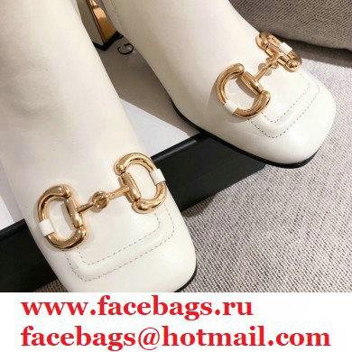 Gucci Leather Ankle Boot with Horsebit 643893 White 2021 - Click Image to Close