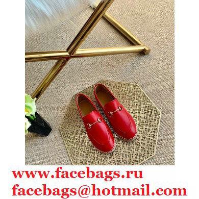 Gucci Leather Horsebit Espadrilles Red 2021 - Click Image to Close