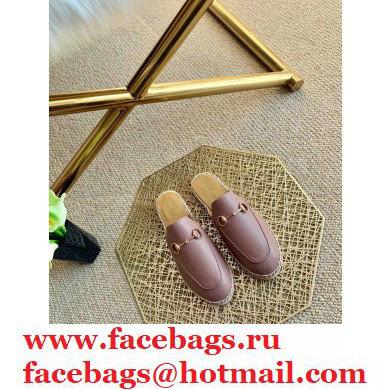 Gucci Leather Horsebit Espadrilles Slippers Dusty Pink 2021