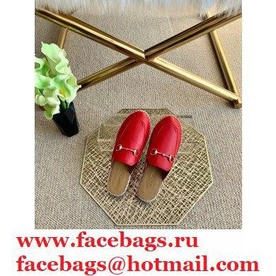 Gucci Leather Horsebit Espadrilles Slippers Red 2021