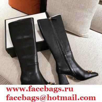 Gucci Leather Knee-high Boot with Horsebit 643889 Black 2021 - Click Image to Close