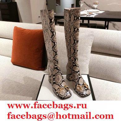Gucci Leather Knee-high Boot with Horsebit 643889 Snake Print 2021