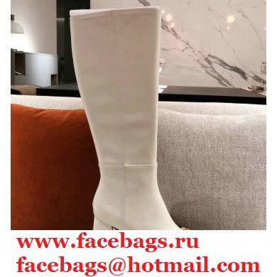 Gucci Leather Knee-high Boot with Horsebit 643889 White 2021