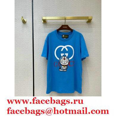 GuccixDoraemo cotton T-shirt blue 2020 - Click Image to Close