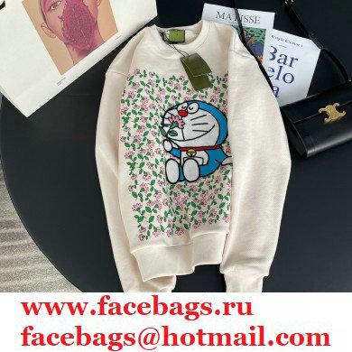 GuccixDoraemon and cartoon flower print sweatshirt IVORY 2020