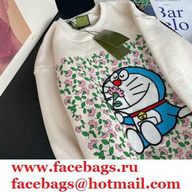 GuccixDoraemon and cartoon flower print sweatshirt IVORY 2020