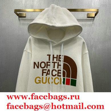 GuccixNorth Face hooded sweatshirt white 2021