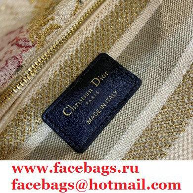Lady Dior Medium Bag in Beige Multicolor Hibiscus Metallic Thread Embroidery 2021