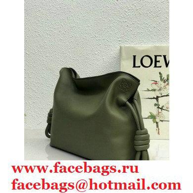 Loewe Medium Flamenco Clutch Bag in Nappa Calfskin Army Green