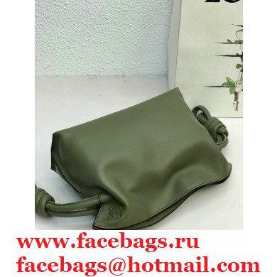 Loewe Mini Flamenco Clutch Bag in Nappa Calfskin Army Green