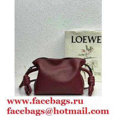 Loewe Mini Flamenco Clutch Bag in Nappa Calfskin Burgundy