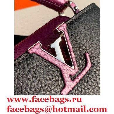 Louis Vuitton Capucines Mini Bag Python Handle N97962 Black/Pink
