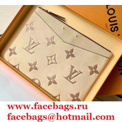 Louis Vuitton Monogram Empreinte Leather Daily Pouch Bag M80174 Cream/Bois de Rose Pink 2021 - Click Image to Close