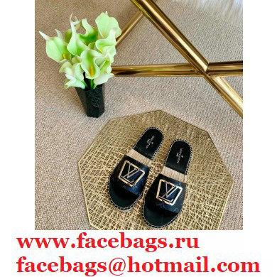 Louis Vuitton Monogram LV Square Espadrilles Slipper Sandals Black 2021 - Click Image to Close