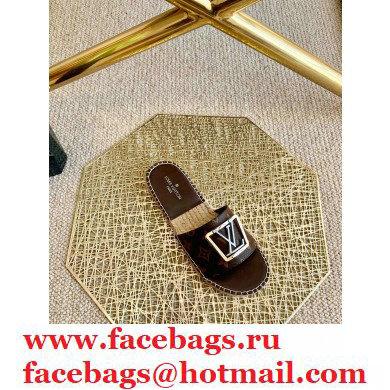Louis Vuitton Monogram LV Square Espadrilles Slipper Sandals Coffee 2021 - Click Image to Close
