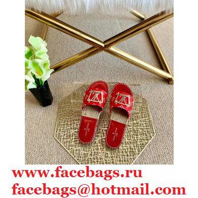 Louis Vuitton Monogram LV Square Espadrilles Slipper Sandals Red 2021
