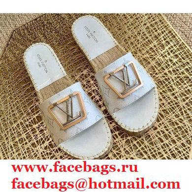 Louis Vuitton Monogram LV Square Espadrilles Slipper Sandals White 2021 - Click Image to Close