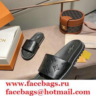 Louis Vuitton Monogram-embossed Slides Mules Black 2021