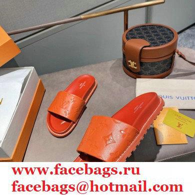 Louis Vuitton Monogram-embossed Slides Mules Orange 2021 - Click Image to Close
