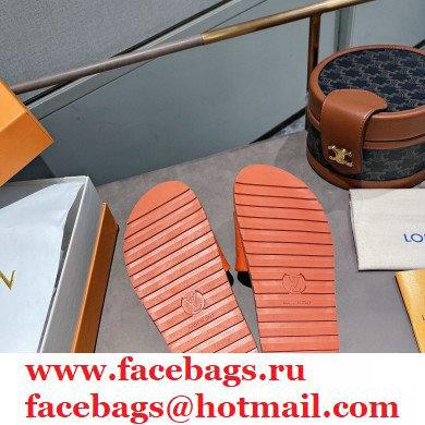 Louis Vuitton Monogram-embossed Slides Mules Orange 2021 - Click Image to Close