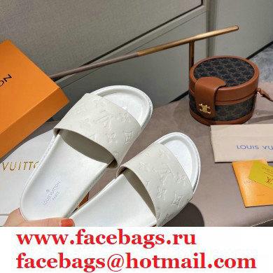 Louis Vuitton Monogram-embossed Slides Mules White 2021 - Click Image to Close