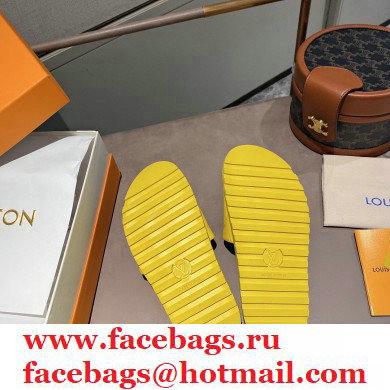 Louis Vuitton Monogram-embossed Slides Mules Yellow 2021 - Click Image to Close