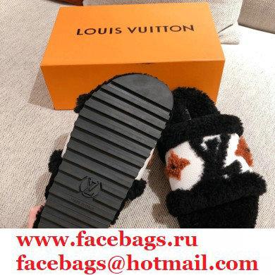 Louis Vuitton Paseo Flat Comfort Mules Shearling Black 2021