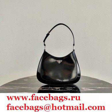 Prada Cleo Brushed Leather Shoulder Bag 1BC156 Black 2021