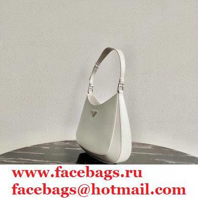 Prada Cleo Brushed Leather Shoulder Bag 1BC156 White 2021