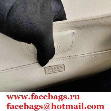 Prada Cleo Brushed Leather Shoulder Bag 1BC156 White 2021 - Click Image to Close