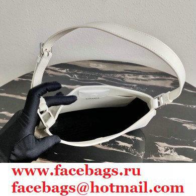 Prada Cleo Brushed Leather Shoulder Bag 1BC156 White 2021 - Click Image to Close