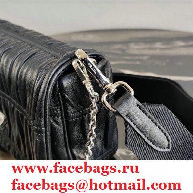 Prada Gaufre Embossed Leather Shoulder Bag 1BD289 Black 2021