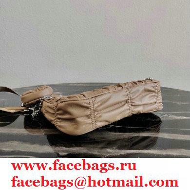 Prada Re-Edition 2005 Gaufre Embossed Leather Shoulder Hobo Bag 1BH204 Beige 2021