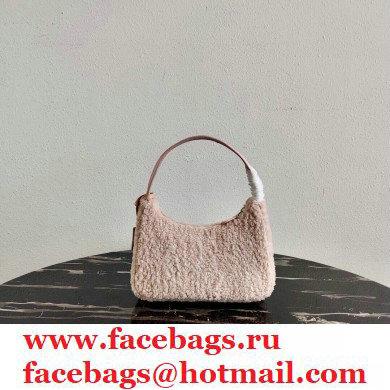 Prada Shearling Re-Edition 2000 Nylon Mini Hobo Bag 1NE515 Nude Pink 2021