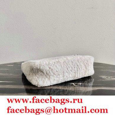 Prada Shearling Re-Edition 2000 Nylon Mini Hobo Bag 1NE515 White 2021