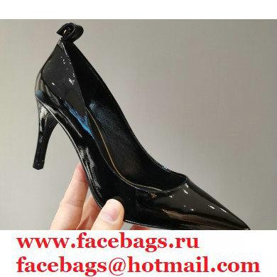 Valentino Heel 8cm Rockstud Slingback Pumps with Removable Strap Patent Black 2021 - Click Image to Close