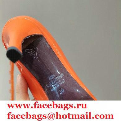 Valentino Heel 8cm Rockstud Slingback Pumps with Removable Strap Patent Orange 2021