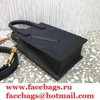 Valentino Mini VLogo Walk Calfskin Tote Bag Black 2021 - Click Image to Close