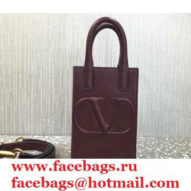 Valentino Mini VLogo Walk Calfskin Tote Bag Burgundy 2021 - Click Image to Close