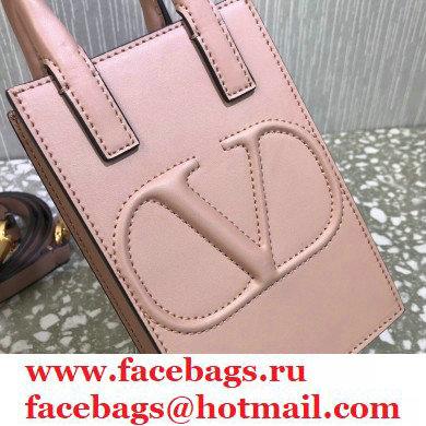 Valentino Mini VLogo Walk Calfskin Tote Bag Nude Pink 2021 - Click Image to Close