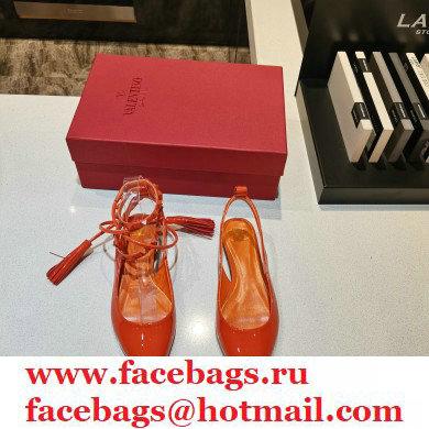 Valentino Rockstud Slingback Ballet Flats with Removable Strap Patent Orange 2021 - Click Image to Close