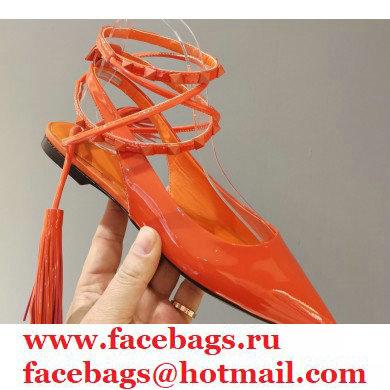Valentino Rockstud Slingback Ballet Flats with Removable Strap Patent Orange 2021 - Click Image to Close