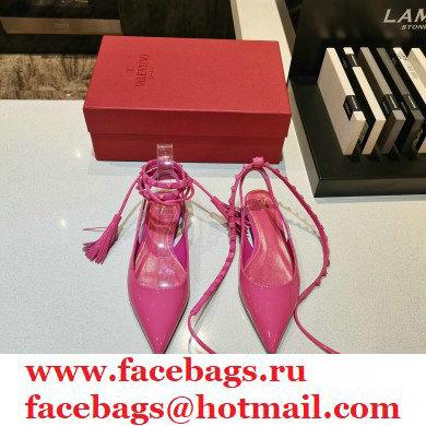 Valentino Rockstud Slingback Ballet Flats with Removable Strap Patent Pink 2021 - Click Image to Close