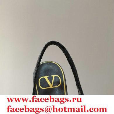 Valentino Sculpted Heel 7cm Rockstud Slingback Pumps Black 2021
