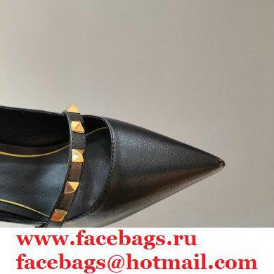 Valentino Sculpted Heel 7cm Rockstud Slingback Pumps Black 2021