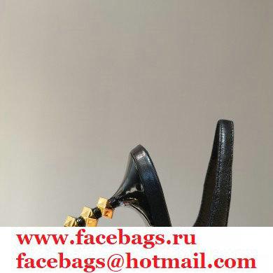Valentino Sculpted Heel 7cm Rockstud Slingback Pumps Black/White 2021