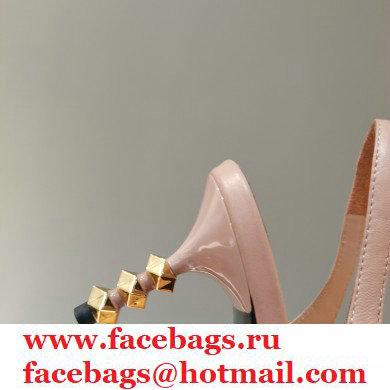 Valentino Sculpted Heel 7cm Rockstud Slingback Pumps Nude Pink 2021